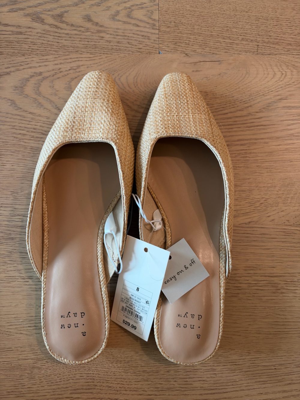 a new day Natural Beige Woven Pointed-Toe Flats